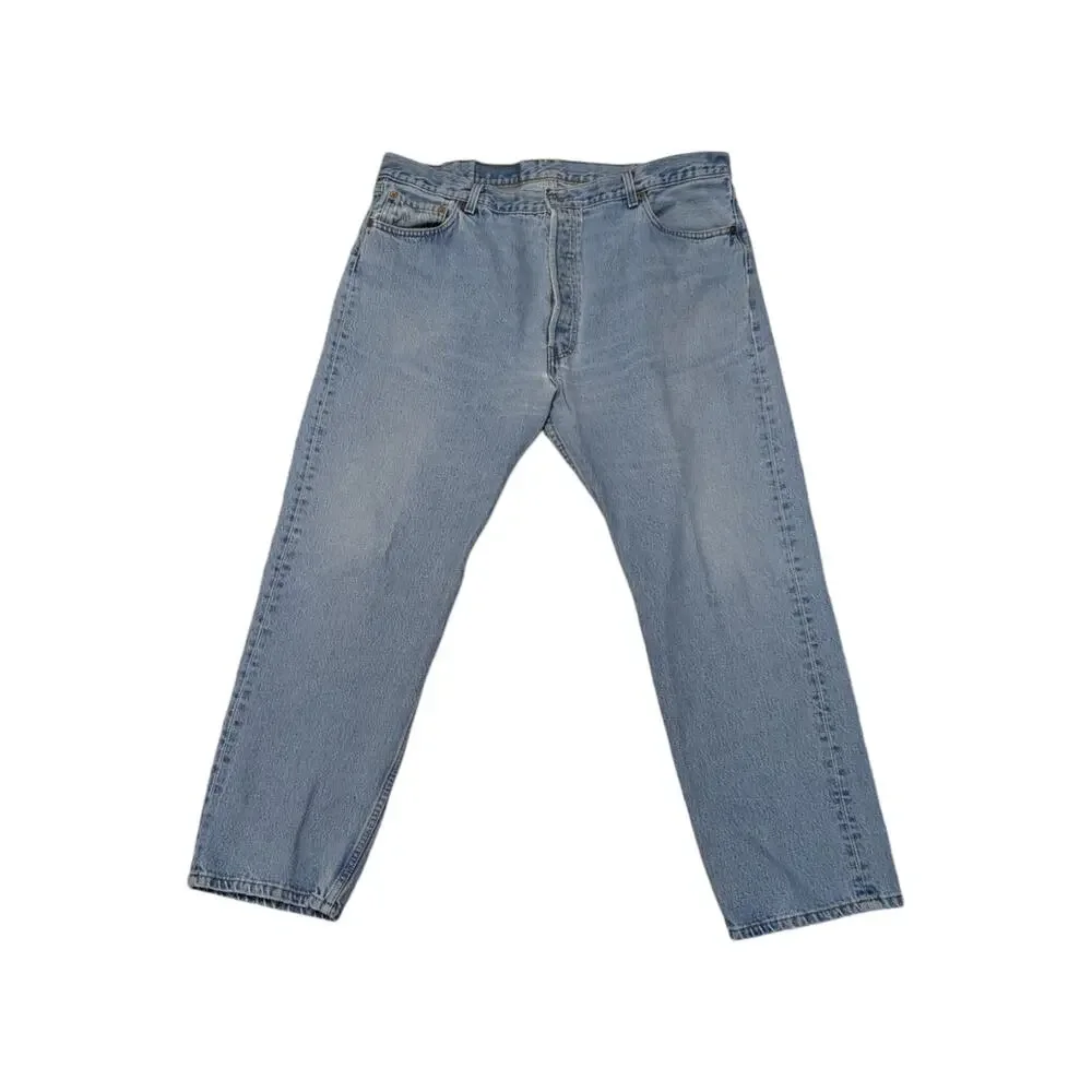 Vintage Levi's 501 XX Straight Leg Jeans Light Wash Blue 90s Made In USA Cotton